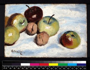 リンゴとクルミのある静物、1865-70年
